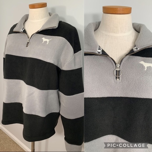PINK Victoria's Secret Pullover Fleece Quarter Zip
Black Grey Size Large - Picture 1 of 2